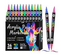 Acrylic Paint Markers, Double-Tip Pen Set, Fade-Resistant Ink, Permanent Drawing Tools, Smooth Flow Design, Craft Essentials Kit, Vibrant Color Range, Perfect for Wood, Glass, 6.49x0.35 inches