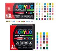 Acrylic Paint Markers - Waterproof Quick-Drying Pens | Acrylic Markers, 14.5x13.8x3cm Soft-tip Pens, Ácrylic Ḿarkers Set For Adults Grandparents Special Easter Stuffers Travel Classroom School