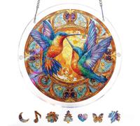 Acrylic Puzzles Suncatcher Window Hanging, Sun Catcher Puzzle Curtain Decoration DIY Suncatcher Puzzle Kits with Chain 7.36 Inch for Women Men Mom Birthday Home Office Gift