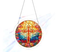 Acrylic Puzzles Suncatcher Window Hanging, Sun Catcher Puzzle Curtain Decoration DIY Suncatcher Puzzle Kits with Chain 7.36 Inch for Women Men Mom Birthday Home Office Gift