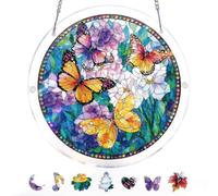 Acrylic Puzzles Suncatcher Window Hanging, Sun Catcher Puzzle Curtain Decoration DIY Suncatcher Puzzle Kits with Chain 7.36 Inch for Women Men Mom Birthday Home Office Gift