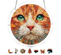 Acrylic Puzzles Suncatcher Window Hanging, Sun Catcher Puzzle Curtain Decoration DIY Suncatcher Puzzle Kits with Chain 7.36 Inch for Women Men Mom Birthday Home Office Gift