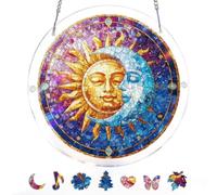 Acrylic Puzzles Suncatcher Window Hanging, Sun Catcher Puzzle Curtain Decoration DIY Suncatcher Puzzle Kits with Chain 7.36 Inch for Women Men Mom Birthday Home Office Gift