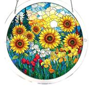 Acrylic Puzzles Suncatcher Window Hanging, Sun Catcher Puzzle Curtain Decoration DIY Suncatcher Puzzle Kits with Chain 7.36 Inch for Women Men Mom Birthday Home Office Gift