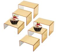 Acrylic Riser - Gold Risers, Countertop Organizer | Multi-Use for Desserts, Cupcakes, Perfumes, Decorative Figurines, Various Sizes, Home, Shop, Cafe