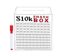 Acrylic Savings Challenge Box - Large Clear Money Bank For Cash Storage, Unbreakable Saving Box For Kids & Adults, Home Office Decor Gift Christmas New Year