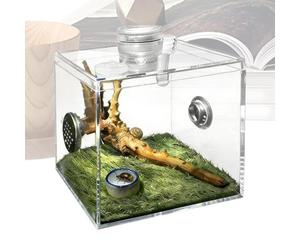 Acrylic Spider Enclosure - Clear Breeding Box for Small Pets | Terrarium Habitat with Snails Praying, Mantises Mantis for Indoor Living Room Setup Ventilation and Observation Window