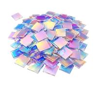 Acrylic Squares - Mosaic Art Acrylic Blocks | Iridescent Acrylics Craft Pieces | 100 Pieces High-Clarity Lightweight, Smooth Edges, Versatile Use, Brilliant Iridescent Finish, Perfect For Mosaic Art L