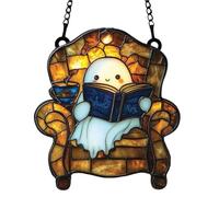 Acrylic Sun Catcher, 2D Ghost Window Decor, 7.87in Acrylic Hanging Ornament, Light-Catching Design, Portable Craft Material for Halloween, Bedroom, Meditation Space, Book Lovers, Crafters