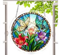 Acrylic Suncatcher - Acrylic 19x45cm | Puzzle 2D Stained Animal | Butterfly Cat Window Window Decoration | For Window Wall Home Living Room Bedroom Entryway Garden Backyard