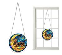Acrylic Suncatcher Round, 7.82in Rainbow Reflection, Puzzle Animal Ornament with Sturdy Build, Decorative Sign Aid with, Modern Garden Style, Accessory for Mom Grandma Lady Man