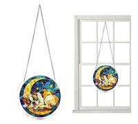 Acrylic Suncatcher, Round Rainbow Reflection Window Hanging Decor with Puzzle Animal Design 7.82in, Colorful Light Catcher Ornament Decorative Gift, Home Garden Door Car Balcony Decoration for Mom