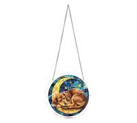 Acrylic Suncatcher, Round Rainbow Reflection Window Hanging Decor with Puzzle Animal Design 7.82in, Colorful Light Catcher Ornament Decorative Gift, Home Garden Door Car Balcony Decoration for Mom