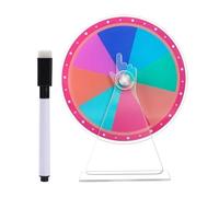 Acrylic Tabletop Game Prize Wheel, Erasable Marker Lucky Draw Spinner in Rainbow Colors, Fun Activity Display for Carnival Events, Trade Shows, Classroom Games