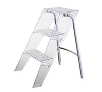 Acrylic Three-Step Ladder, Lightweight and Portable for Home Use, Foldable Design Saves Space, Can Be Used As Shelf or Chair, Orange