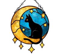 Acrylic Wall Decoration - Cat Sun Catchers For Window | Hanging Cat Moon Pendants | Decorative Reflective Wind0w Art Ornament with Light Piece Reflection Effect Charm Living Room Balcony Bedroom