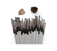 Acrylic Watercolour Brushes,nylon Bristle Brush Set Silver Grey Rod Curtain Oil Brush Gouache Watercolour Brush(grey)(24pcs) Best Gift