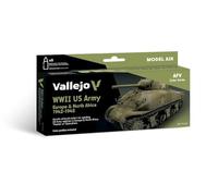 Acrylicos Vallejo 071625 - Kit de Pintura para modelismo de la WWII del ejército Estadounidense, Europa y África del Norte, 1942-1945