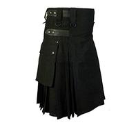 acsefire Falda Escocesa para Hombre Falda Medieval Vintage Punk Gothic Tradicional Highland Combat Kilt con Bolsillos