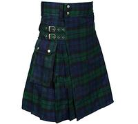 acsefire Falda Escocesa para Hombre Falda Medieval Vintage Punk Gothic Tradicional Highland Combat Kilt con Bolsillos