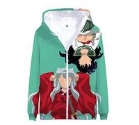 acsefire Inuyasha Cárdigan con Cremallera Suéter Sudadera con Capucha de Manga Larga Estampada Anime Inuyasha Disfraces de Cosplay Abrigo Suelto Informal Diario para Hombres y Mujeres