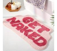 acsewater Alfombra de baño Get Naked Alfombra Creativa con Forma de Letra Alfombrilla antideslizable Lavable Felpudo Suave con Forma Irregular Felpudo Divertida para la Puerta