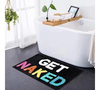 acsewater Alfombra de baño Get Naked Alfombra Creativa con Forma de Letra Alfombrilla antideslizable Lavable Felpudo Suave con Forma Irregular Felpudo Divertida para la Puerta