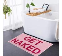 acsewater Alfombra de baño Get Naked Alfombra Creativa con Forma de Letra Alfombrilla antideslizable Lavable Felpudo Suave con Forma Irregular Felpudo Divertida para la Puerta