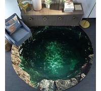 acsewater Felpudo Redondo 3D Ilusión Óptica para Entrada de Casa en Terciopelo Cristal Suave Antideslizante Lavable Anti-Manchas para Pasillo Salón Dormitorio