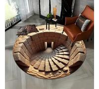 acsewater Felpudo Redondo 3D Ilusión Óptica para Entrada de Casa en Terciopelo Cristal Suave Antideslizante Lavable Anti-Manchas para Pasillo Salón Dormitorio