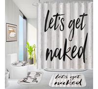 acsewater Juego de 4 Piezas para baño, Cortina de Ducha de 180 x 180 cm, Alfombrilla Antideslizante para bañera, Cubierta para Tapa de Inodoro, Alfombrilla en Forma de U, decoración Moderna