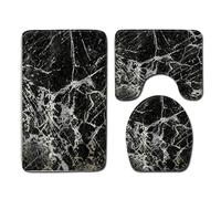 acsewater Juego de alfombras de baño, Alfombras Antideslizantes para baño Cubierta para el Asiento del Inodoro Alfombra en Forma de U para Pedestal, Alfombras de baño con Estampado de Piedra