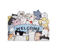 acsewater Tapete Coil Gato Cute en Cartoon, Personalizable, Tapete de Puerta de Entrada Antideslizante y Atrapa Suciedad para el Hogar