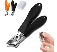 Acssart Wide Jaw Opening Anti-Splash Slanted Nail Clipper, Slanted Nail Clippers, No Splash Nail Trimmer For Men, Long Handle Curved Toenail Clippers, Curved Nail Clippers For Thick Nails (Black)