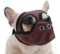 ACSUZ Bozales para perros y mascotas, ajustable, transpirable, antiladridos, para perro bulldog francés, collar de entrenamiento para evitar ladridos, rojo, M