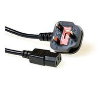 ACT AK5441 - Cable de alimentación para Ordenador (1 m, Conector de Reino Unido), Cable de alimentación para PC, Tipo G Macho a C13 de 3 Pines, protección de Contacto en ángulo