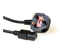 Act AK5442 - Cable de alimentación para Ordenador (1,8 m, Conector C13, Conector Tipo G Macho a C13 de 3 Pines, protección de Contacto en ángulo)