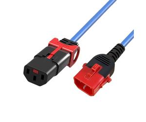 ACT Cable de alimentación C13 IEC Lock+ a C14 IEC Dual Lock Cable de alimentación de 0,5 Metros C13 Hembra a 14 machos para PDU, servidores, Dispositivos de Red, Color Azul - AK5516