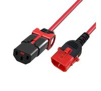 ACT Cable de alimentación C13 IEC Lock+ a C14 IEC Dual Lock Cable de alimentación de 1,5 Metros C13 Hembra a 14 machos para PDU, servidores, Dispositivos de Red, Color Rojo - AK5513