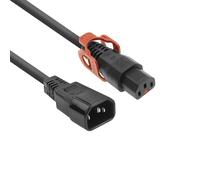 ACT Cable de alimentación C13 IEC Lock+ - C14 - Cable de alimentación en frío 0,5 Metros, C13 Hembra a C14 Macho, para PDU, servidores, Dispositivos de Red - AK5156