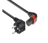 ACT Cable de alimentación C13 IEC Lock+ de 1 Metro, C13 Hembra (ángulo Superior) a CEE 7/7 Macho para PDU y servidores y Dispositivos de Red AK5264