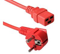 ACT Cable de alimentación C19 a Clavija CEE7/7 (en ángulo), 1,2m, IEC 60320, Cable eléctrico para SAI y servidores, Rojo - AK5168
