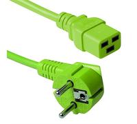 ACT Cable de alimentación C19 a Clavija CEE7/7 (en ángulo), 1,2m, IEC 60320, Cable eléctrico para SAI y servidores, Verde - AK5176
