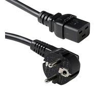 ACT Cable de alimentación C19 a Clavija CEE7/7 (en ángulo), 1,2m, IEC 60320, Cable eléctrico para SAI y servidores, Negro - AK5184