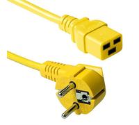 ACT Cable de alimentación C19 a Clavija CEE7/7 (en ángulo), 1,2m, IEC 60320, Cable eléctrico para SAI y servidores, Amarillo - AK5180