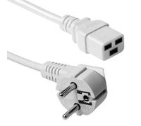 ACT Cable de alimentación C19 a Clavija CEE7/7 (en ángulo), 3m, IEC 60320, Cable eléctrico para SAI y servidores, Blanco - AK5416