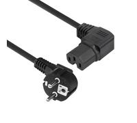 ACT Cable de alimentación CEE7/7 a C15 (En ángulo a la Derecha), 1m CEE 7/7 Cable de alimentación a Toma de Aparato Caliente C15, Cable de alimentación Negro- AK5348