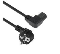 ACT Cable de alimentación CEE7/7 a C15 (Izquierda en ángulo), 2m CEE 7/7 Cable de alimentación a Toma de Aparato Caliente C15, Cable de alimentación Negro- AK5348