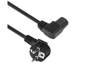 ACT Cable de alimentación CEE7/7 a C15 (Izquierda en ángulo), 2m CEE 7/7 Cable de alimentación a Toma de Aparato Caliente C15, Cable de alimentación Negro- AK5348
