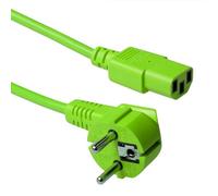 ACT Cable IEC 5m, Cable C13, Cable de alimentación para PC, CEE 7/7 a C13 3 Clavijas - Contacto de Tierra - AK5405 Verde